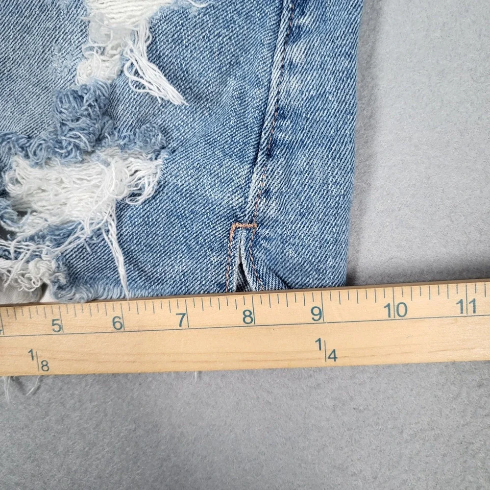 Hollister Curvy High Rise Shorts Women's 23 Blue Distressed Stretch Denim Vintag